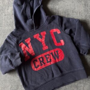 Navy Blue Kids Hoodie with Red NYC Crew Print